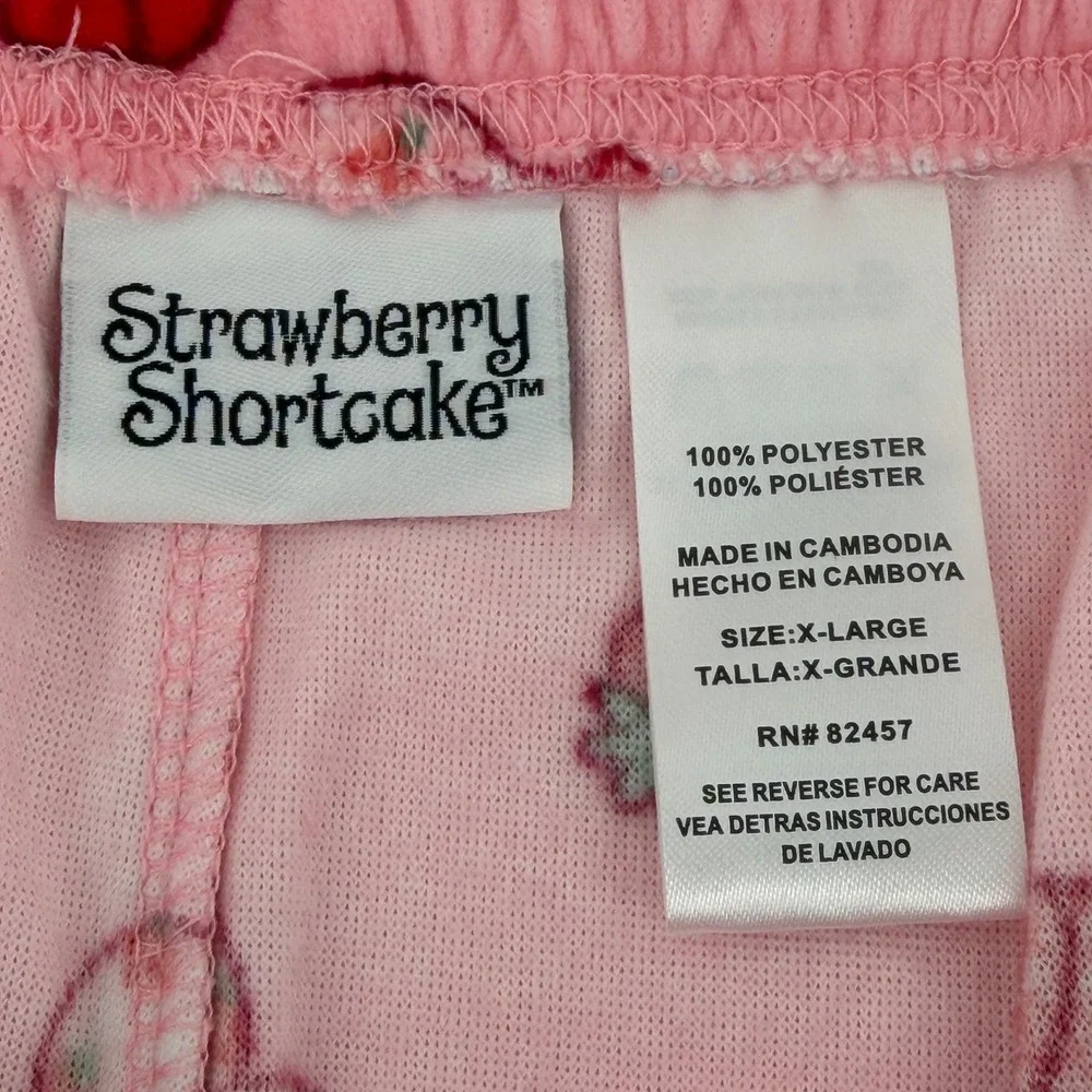 Strawberry Shortcake Pajama Pants Pink Fleece Kids Size XL‎